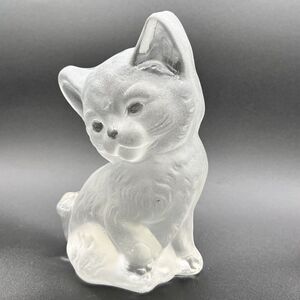 Vtg Viking Frosted Art Glass Cat Kitten Figurine Paperweight Bookend 6.5"